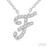 1/20 ctw Initial 'F' Round cut Diamond Pendant With Chain in 10K White Gold